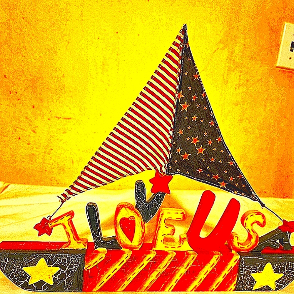 Handmade Patriotic Theme Wooden Sailboat Display